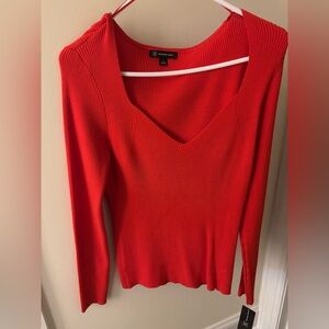 INC International Concepts Vibrant Orange Ribbed Top